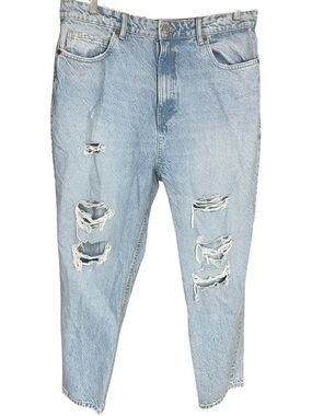 Zara High Waisted Mom Fit Jeans Light Blue